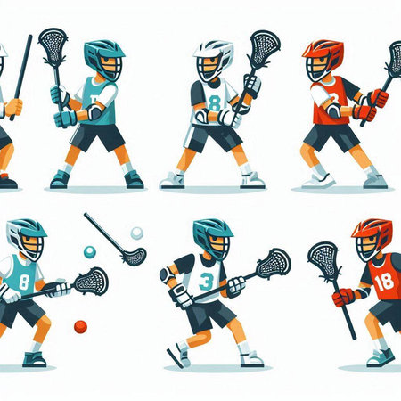 Set of vector cartoon illustrations of different kinds of ice hockey players.のイラスト素材
