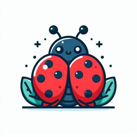 Cute cartoon ladybug on a white background. Vector illustration.のイラスト素材