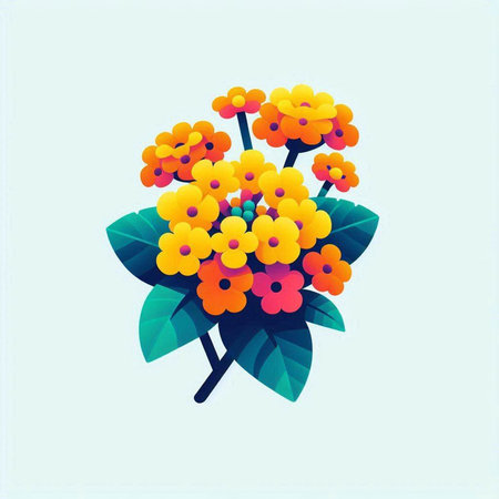 Illustration of yellow flowers on a blue background. Vector illustration.のイラスト素材