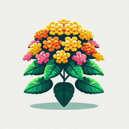 illustration of a flower in the form of a vase with leavesのイラスト素材