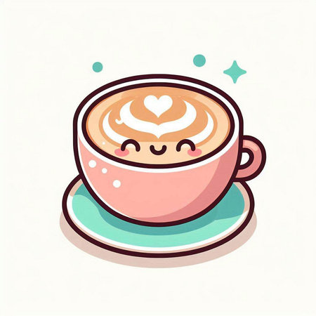 Cute cup of cappuccino with heart shape, vector illustrationのイラスト素材