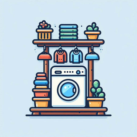 Laundry room vector illustration. Laundry service concept.のイラスト素材