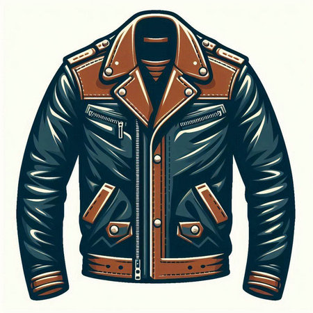 Vintage leather jacket isolated on a white background. Vector illustration.のイラスト素材
