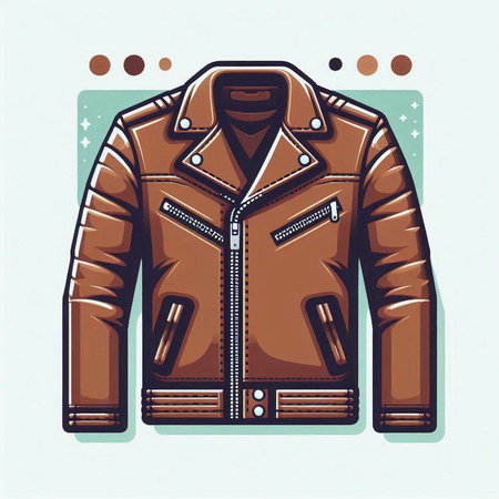 Vector illustration of a brown leather jacket in retro style. Vector illustrationのイラスト素材