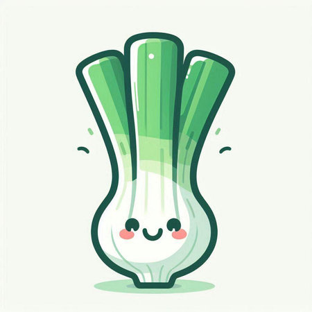 Cute happy celery cartoon character isolated on white background. Vector illustration.のイラスト素材