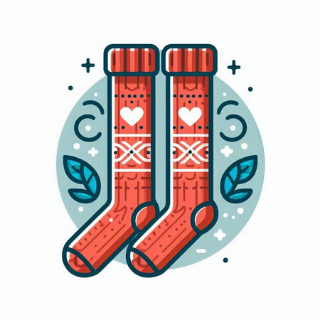 Vector illustration of christmas socks on white background. Flat style design.のイラスト素材