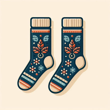 Christmas socks with snowflakes. Vector illustration in cartoon style.のイラスト素材
