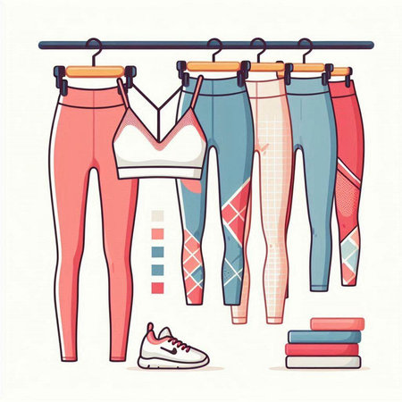 Fashion clothes set on hanger. Vector illustration in flat styleのイラスト素材