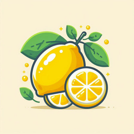 Lemon fruit icon. Citrus vector illustration. Isolated on white background.のイラスト素材
