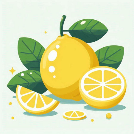Illustration of fresh lemon on a light background. Vector illustration.のイラスト素材