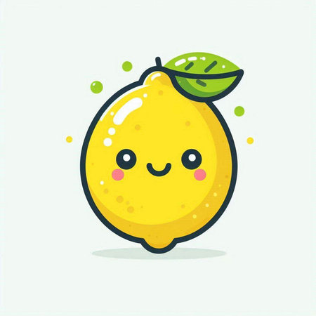 Cute lemon fruit character. Vector flat cartoon kawaii illustrationのイラスト素材