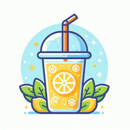 Orange smoothie in a glass with a straw. Vector illustration.のイラスト素材