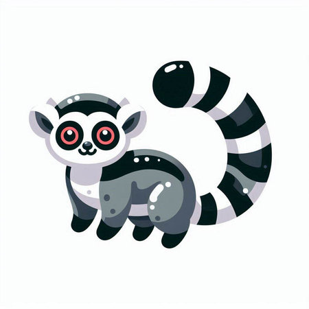 Cute cartoon lemur. Vector illustration isolated on white background.のイラスト素材