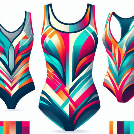 Swimsuit with colorful pattern on a white background. Vector illustration.のイラスト素材