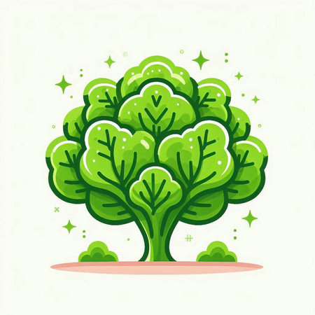 Vector illustration of a broccoli icon. Cute cartoon broccoli icon.のイラスト素材