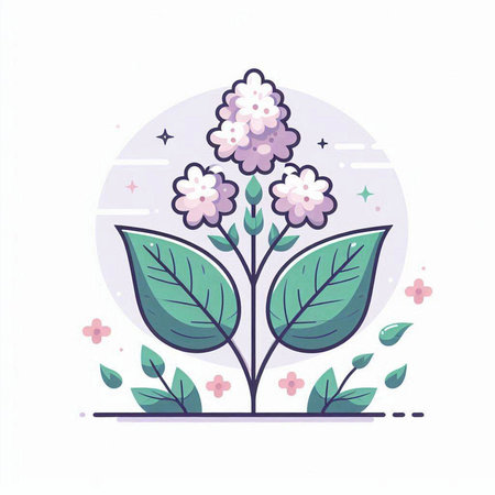Flowers and leaves flat vector illustration. Floral design element.のイラスト素材