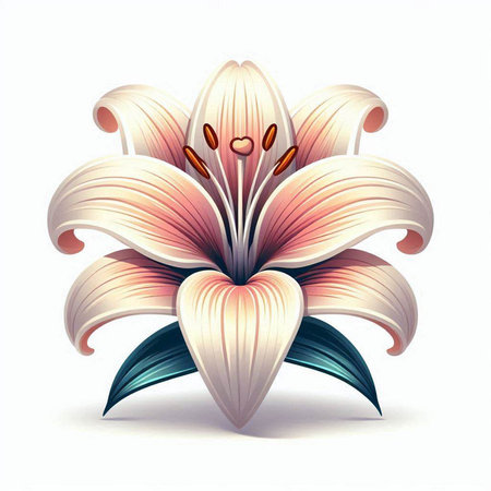 Flower lily on a white background. 3d illustration.のイラスト素材