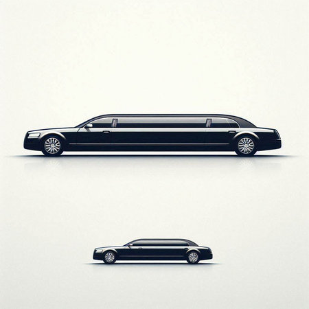 Luxury black limousine car front view. Vector illustrationのイラスト素材