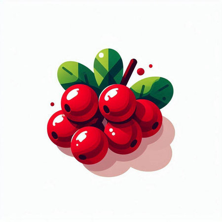 Illustration of red berries on a white background. Vector illustration.のイラスト素材