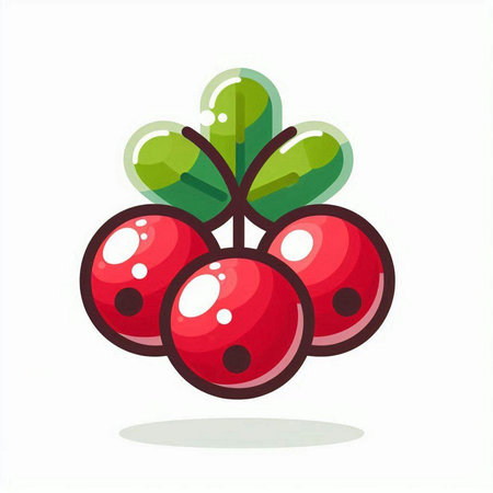 Cranberry icon. Red berry on white background. Vector illustration.のイラスト素材