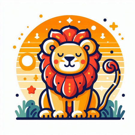 Lion in the flat style. Vector illustration of a wild animal.のイラスト素材