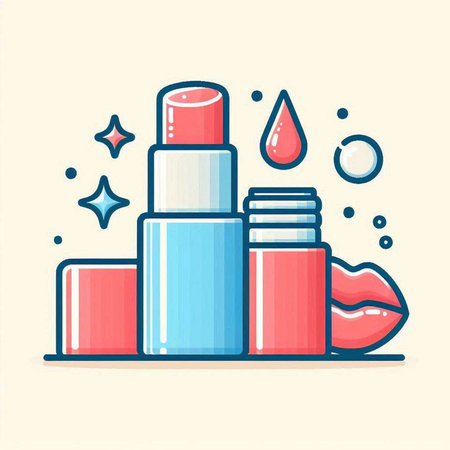 Lipstick and red lipstick. Vector illustration in flat style.のイラスト素材