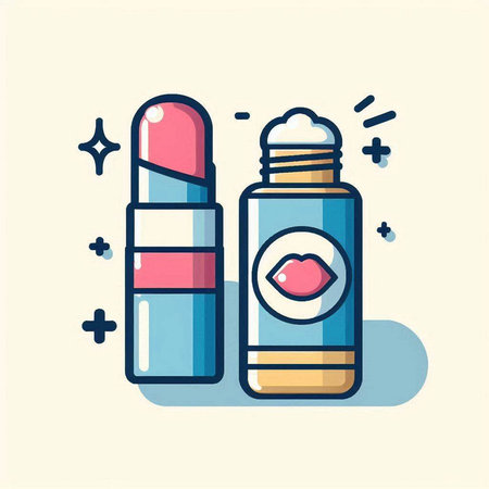 Lipstick icon, vector illustration. Flat design style with long shadow.のイラスト素材