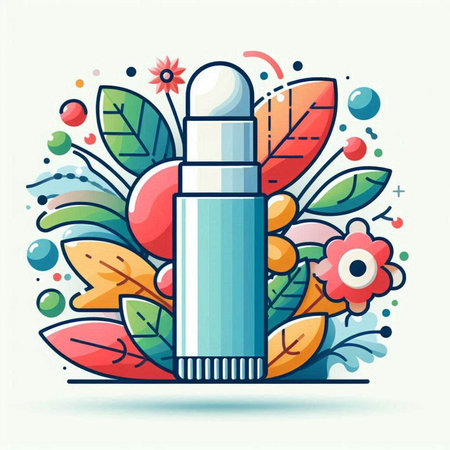 Vector illustration of deodorant in flat style with floral elements.のイラスト素材