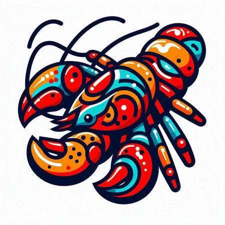 Lobster isolated on white background. Vector illustration in retro style.のイラスト素材