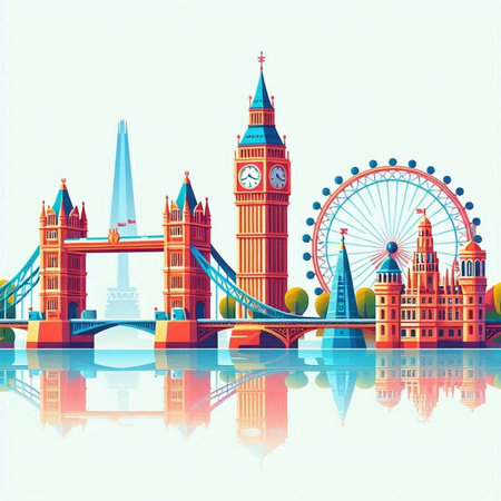 Famous landmarks of the world. London, United Kingdom. Vector illustrationのイラスト素材