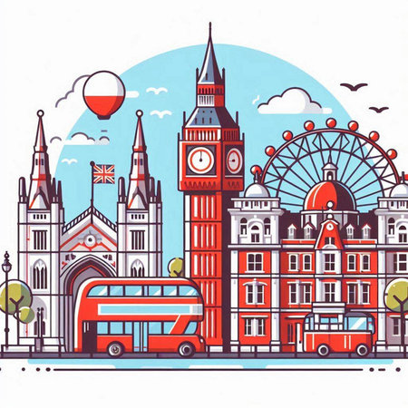 London, United Kingdom. Colorful vector illustration in flat style.のイラスト素材