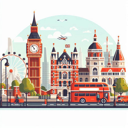 London, United Kingdom. Travel and tourism concept. Vector illustration.のイラスト素材