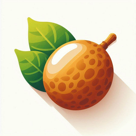Illustration of longan fruit with leaf on white background - vectorのイラスト素材