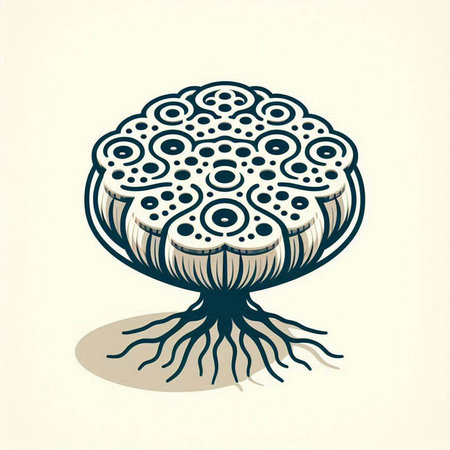 Hand drawn doodle abstract tree with roots. Vector illustration.のイラスト素材