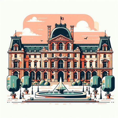 Vienna, Austria - famous city building. Vector illustration in vintage style.のイラスト素材