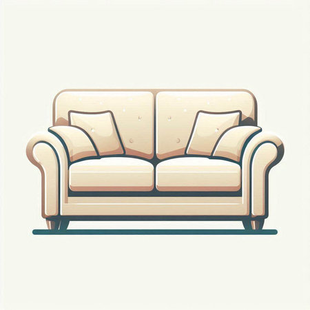Sofa icon. Vector illustration of a sofa with pillowsのイラスト素材