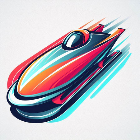 Illustration of a red futuristic spaceship on a white background - vectorのイラスト素材