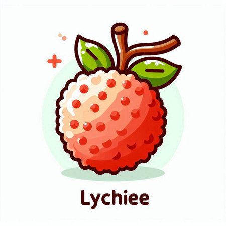 Lychee fruit. Vector illustration isolated on a white background.のイラスト素材