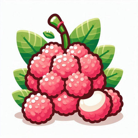 Rambutan fruit isolated on white background. Rambutan vector illustration.のイラスト素材