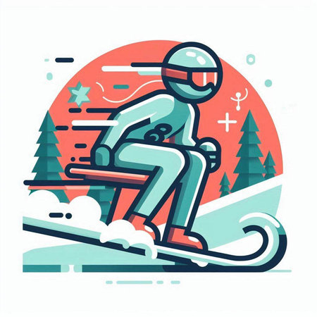 Snowboarder riding a snowboard in the mountains. Winter sport. Vector illustration.のイラスト素材