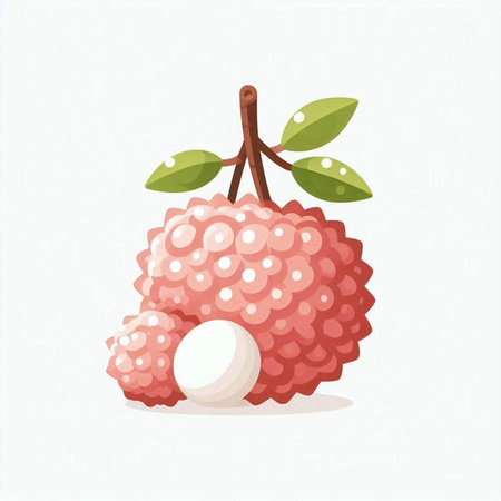 Lychee fruit vector illustration. Isolated on white background.のイラスト素材
