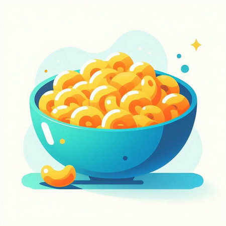 Illustration of a bowl of macaroni. Vector illustration.のイラスト素材