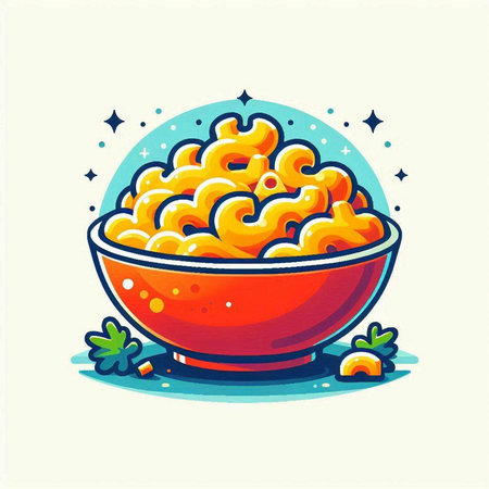 Illustration of a bowl of macaroni. Vector illustration.のイラスト素材