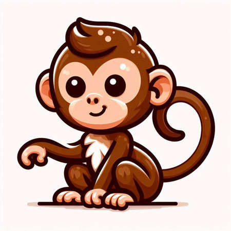 Cute little monkey isolated on white background. Vector cartoon illustration.のイラスト素材