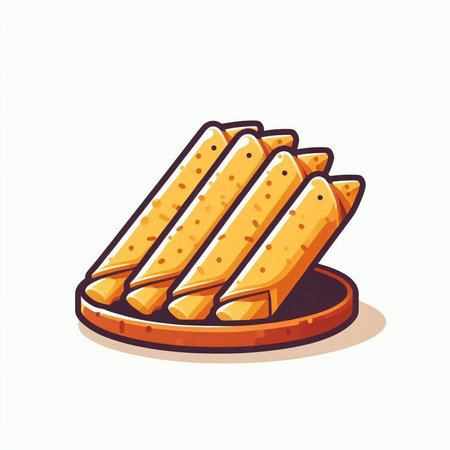 Illustration of cheese sticks on white background. Vector cartoon illustration.のイラスト素材