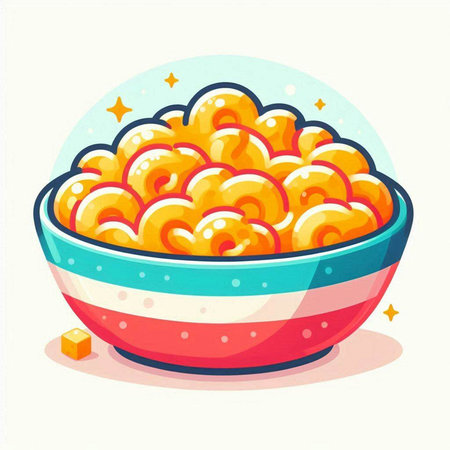 Bowl of macaroni. Vector illustration in cartoon style.のイラスト素材