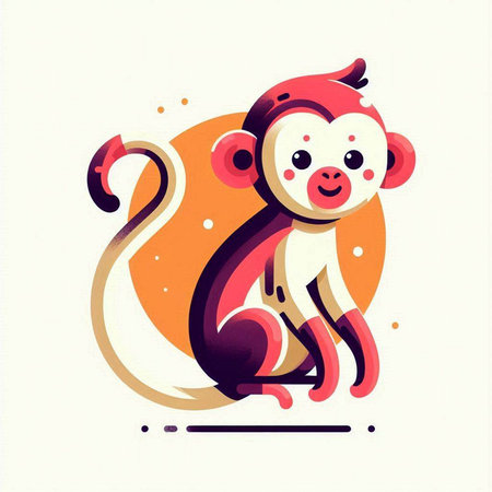Monkey cartoon vector illustration on white background. Cute animal.のイラスト素材