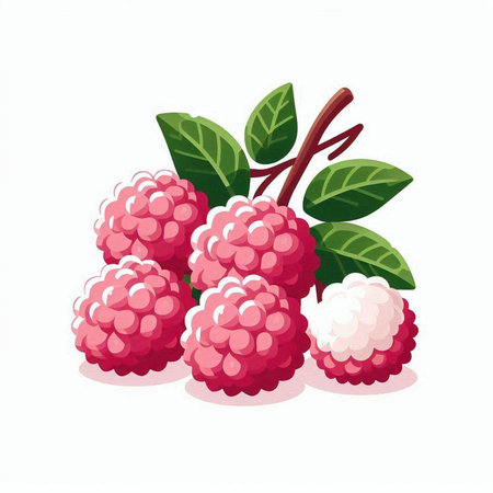 Raspberry fruit vector illustration isolated on white background. Raspberry berry.のイラスト素材