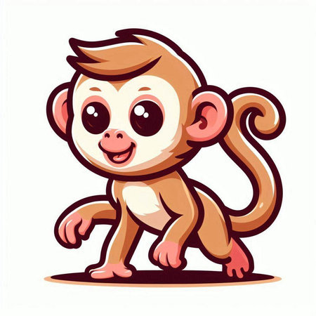 Cute cartoon monkey. Vector illustration isolated on a white background.のイラスト素材