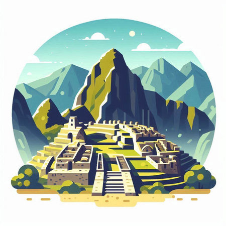 Machu Picchu. Peru. Vector illustration in flat style.のイラスト素材
